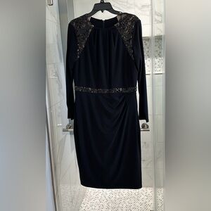 RALPH LAUREN Womens Black Lace Trim dress